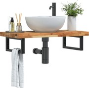 vidaXL Prateleira de parede p/ lavatório aço/madeira de acácia maciça