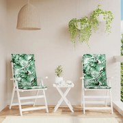 vidaXL Almofadões cadeira de encosto alto 2 pcs tecido folhas