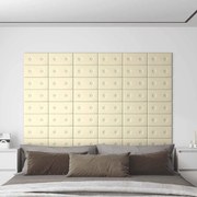 vidaXL Painel de parede 12 pcs 30x15 cm couro artificial 0,54 m² creme