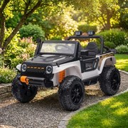 Jipe elétrico para Crianças 24V 4x4 Jeep Monster Rodas de espuma EVA, assento Couro ecológico Branco