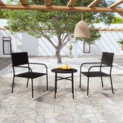 vidaXL 3 pcs conjunto de jantar para jardim vime PE preto