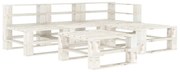 5 pcs conjunto lounge de jardim em paletes madeira branco