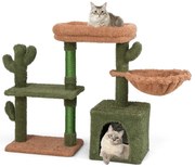 Árvore para gatos de cacto de 160 cm, torre para gatos de vários níveis com postes de arranhar de sisal - verde