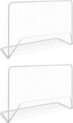 276047 vidaXL Balizas de futebol com redes 2 pcs aço 182x61x122 cm aço branco
