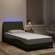 vidaXL Estrutura de cama com LED sem colchão 100x200 cm veludo cinzento-claro