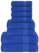 8pcs Conjunto toalhas banho 360 gsm 100% algodão azul