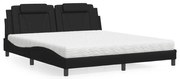 vidaXL Cama com colchão 180x200 cm couro artificial preto