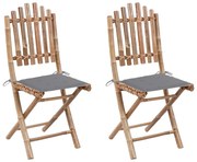 vidaXL Cadeiras de jardim dobráveis c/ almofadões 2 pcs bambu