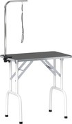 PawHut Mesa de tosa para cães Mesa de cuidados com trela dobrável Pernas de aço Antiderrapante Tampo 81x48,5x80 cm Preto | Aosom Portugal