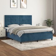 vidaXL Cama com molas/colchão 180x200 cm veludo azul-escuro