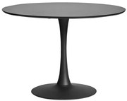 Mesa de Jantar Redonda TUL TO com Base de Metal e Tampo Lacado Preto –