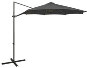 Guarda-sol jardim cantilever c/ poste/luzes LED 300cm antracite
