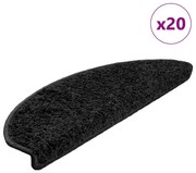 vidaXL Tapetes de escada 20 peças 65x21x4 cm pretos semicirculares grandes
