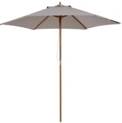 Chapéu de Sol de Madeira Ø250x230 cm para Exterior com 6 Hastes Sistem