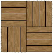 vidaXL Ladrilho pavimento relevo profundo 11 pcs WPC 1m² cor de teca