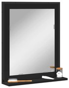 vidaXL Espelho de WC c/ prateleira 50x12x60 cm derivados madeira preto