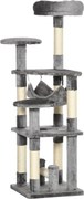 PawHut Arranhador para Gatos Torre de Brincar Árvore de Escalada Rede Cinza L40 x B40 x H132 cm | Aosom Portugal