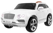 Carro elétrico para Crianças 12V Bentley Bentayga Rodas de EVA, Assento de couro Branco