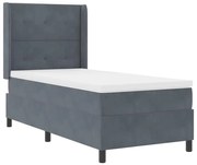 Cama Box Spring com Colchão Cinza Escuro 90x190 cm Veludo