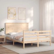 vidaXL Estrutura de cama com cabeceira 140x190 cm madeira maciça