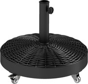 Outsunny Base Chapéu de Sol Redonda Suporte com Rodas Peso 25 kg Jardim Terraço Resistente Ø52x42 cm Preto | Aosom Portugal