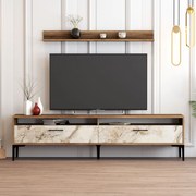 Móvel de TV Istanbul – Nogueira e Branco – 180 cm x 47 cm x 35 cm