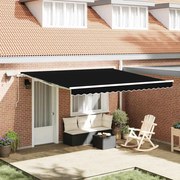 vidaXL Toldo Retrátil Manual Preto 400 × 300 cm Tecido e Aço