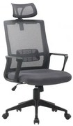 Cadeira De Escritório Com Rodas E Encosto De Cabeça Teill Black Cinza - Sklum