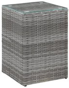 vidaXL Mesa de apoio com tampo de vidro 35x35x52 cm vime PE cinzento