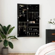 vidaXL Móvel para joias de parede espelhado 37,5x10x106 cm preto