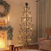 vidaXL Árvore de Natal para decoração 215 cm metal preto