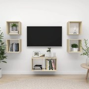 vidaXL 5pcs conj. móveis TV derivados madeira branco/carvalho sonoma