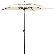 vidaXL Guarda-sol de jardim 3 camadas c/ poste de alumínio 2x2 m areia