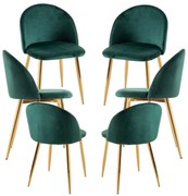 Pack 6 Cadeiras Vint Veludo Golden - Verde