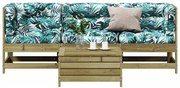 vidaXL 4 pcs conjunto lounge de jardim c/ almofadões pinho impregnado