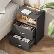 Mesa de cabeceira Jamie com iluminação integrada 55x40x28cm Antracite