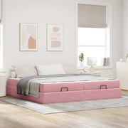 vidaXL Estrutura de cama com colchão com colchão 2 pcs Rosa Veludo