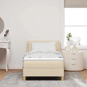 vidaXL Cama Box com colchão com cabeceira Creme 200 x 90 cm Poliéster