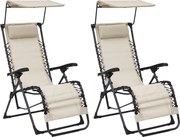 Cadeiras de pátio dobráveis 2 pcs textilene cor creme