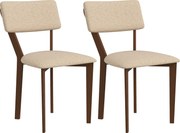 HOMCOM Conjunto de 2 cadeiras de jantar cadeiras de cozinha com encosto pés em madeira tecido com aspeto de linho 49 x 56 x 85 cm bege | Aosom Portugal