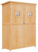 Outsunny Abrigo de Jardim para Ferramentas Armário de Madeira para Exterior com Prateleira Dupla Porta Janelas 127,5x50x164cm Madeira | AOSOM Portugal