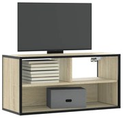 vidaXL Móvel p/ TV 80x31x39,5 cm deriv. madeira/metal carvalho sonoma