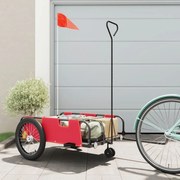 vidaXL Reboque bicicleta tecido oxford/ferro vermelho/preto