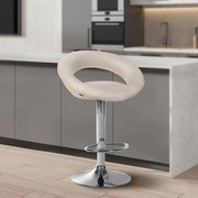 Conjunto de 2 bancos de bar Olinda em tecido e com estrutura cromada 52 x 77-97 x 47 cm Creme