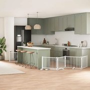 vidaXL Portão p/ cães com porta dobrável 12 painéis 960cm álamo branco