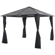 Gazebo com cortinas Alumínio 3x3 m preto