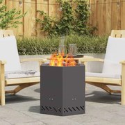 vidaXL Fogueira Sem Fumaça Hexagonal Preta 48x48x51 cm Aço