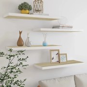 vidaXL Prateleiras parede 4 pcs 80x23,5x3,8 cm MDF carvalho e branco
