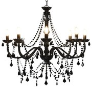 Lustre com contas lâmpadas 8 x E14 preto