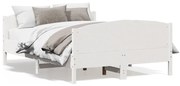 vidaXL Cama sem colchão 135x190 cm madeira de pinho maciça branco
